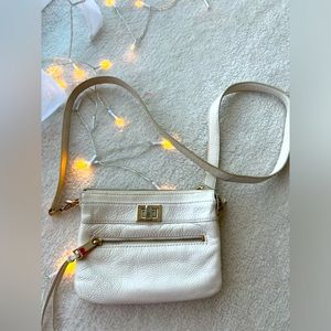 Calvin Klein White Crossbody Leather Purse with Golden Elements